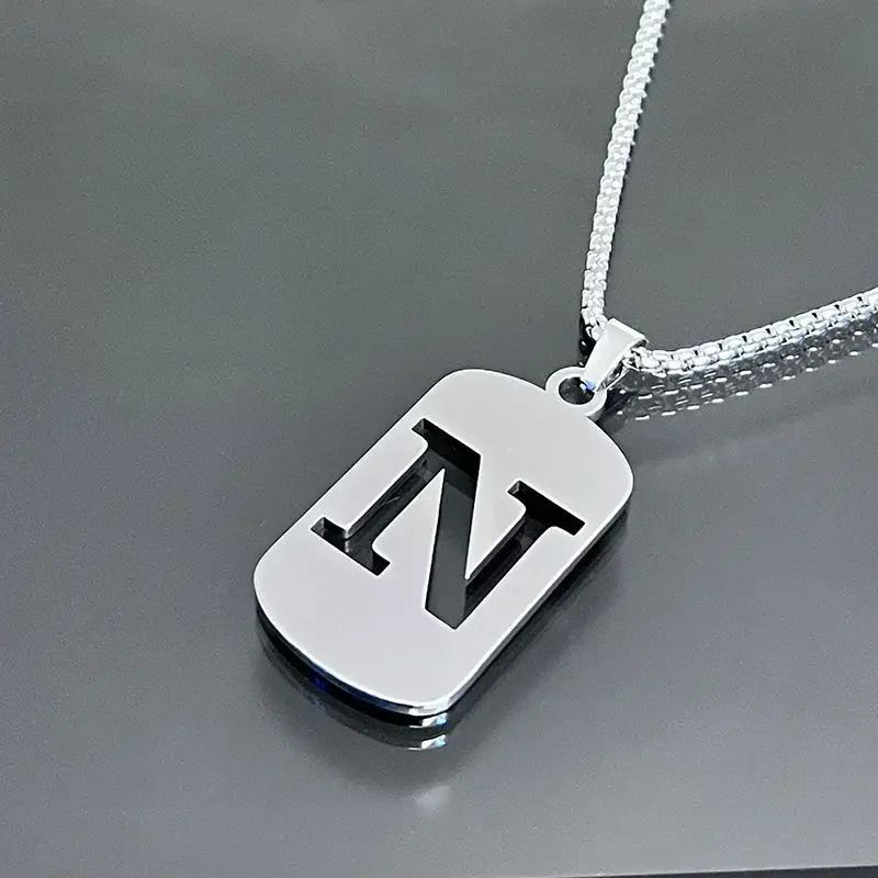 Colares de pingente de aço inoxidável com letra inicial A-Z da moda punk para homens e mulheres, atacado, joias, colar, joias góticas