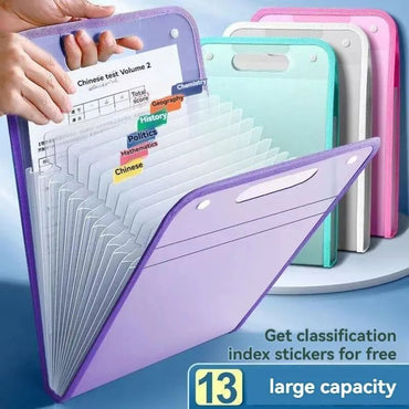 Folder Bags Portable A4 Letter Size Color Accordion File Organizer, Suitable for Classroom, Office, Home Storage