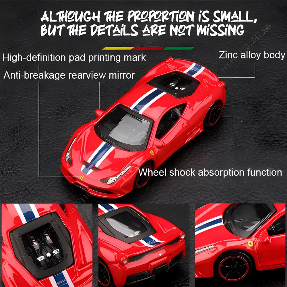 Bburago 1:64 Ferrari 488GTB Réplica de Carro, Escala SF90 F40 F50 458 Enzo Monza Laferrari Miniatura de Brinquedo para Menino