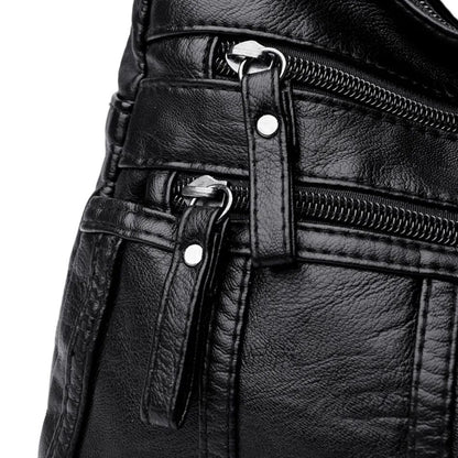 Fashion Soft Leather Crossbody Bags for Women 2025 Casual Female Multi Pocket Messenger Bags Retro Handbags Ladies Shoulder Bags