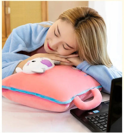 Cute Pillow Quilt Dual-use Pillow Folding Air Conditioning Blanket Car Interior Cushion Pillow 3-in-1 Office Nap Cushion Blanket