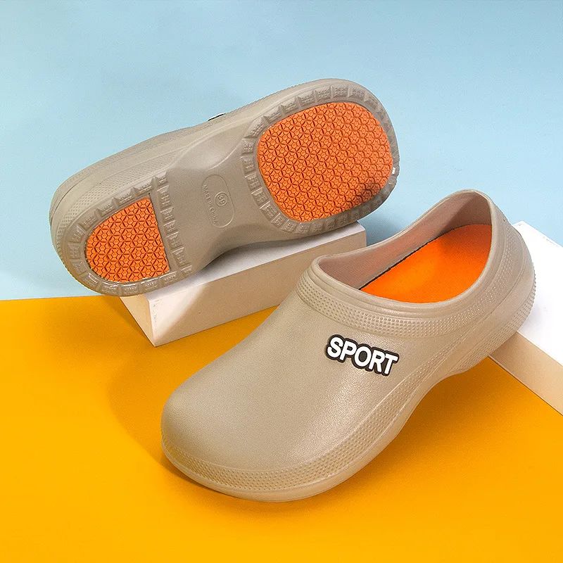 2025 New Kitchen Shoes Non-Slip Oil-Resistant Chef Rain Shoes Restaurant Food Work Shoes Comfortable EVA Material for Men