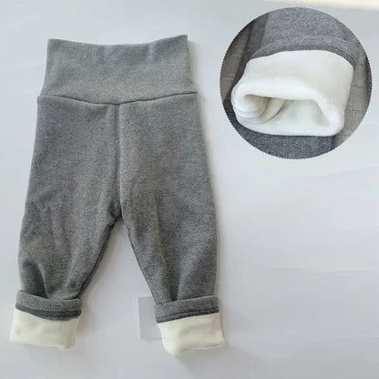 0-5Y BABY Clothes Casual Pants Autumn Winter Kids Warm Pants Boy Girls One Piece Fleece Trousers Outer Wear Sports Trousers