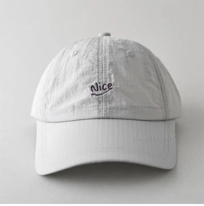 SS25 Korean Baseball Cap with Letter Embroidery & Gingham, Quick-Dry Minimalist Casual Unisex Hat for Daily Use