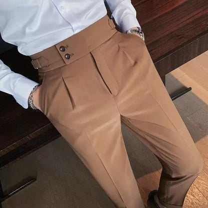 Calça Masculina Nadir Coffee Color Clássica Estilosa Paris Botão Prega Única Emagrece Suaviza Sua Silhueta Calça Social Casual