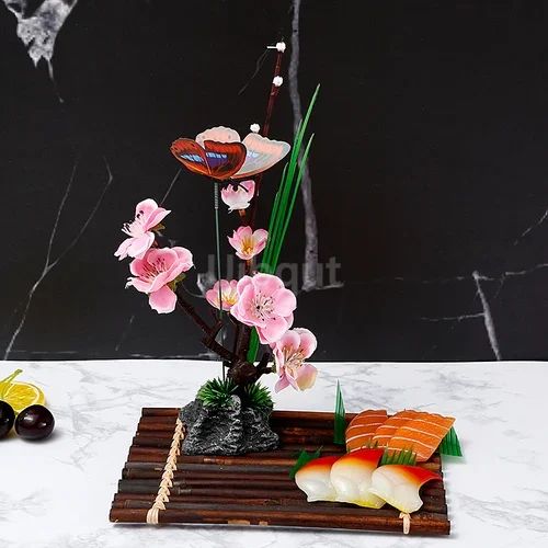 Bandeja de prato para frutos do mar, Barco de Sushi, Plantas de Flores Decorativas, Concepção Artística, Pequeno Ornamento Decorativo, Flor de Pêssego Criativa