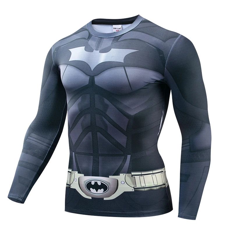 High-quality 3D Printed T shirts Men Compression Shirt Comic Cosplay Costume Halloween Clothing Long Sleeve Tops For Male