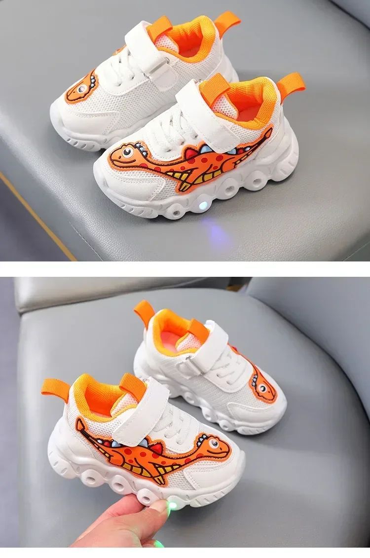 LED Children Cute Cartoon Boys Casual Sneaker for Children Shoes Girl Mesh Breathable Lighting Shoes Baby Illuminated Shoe