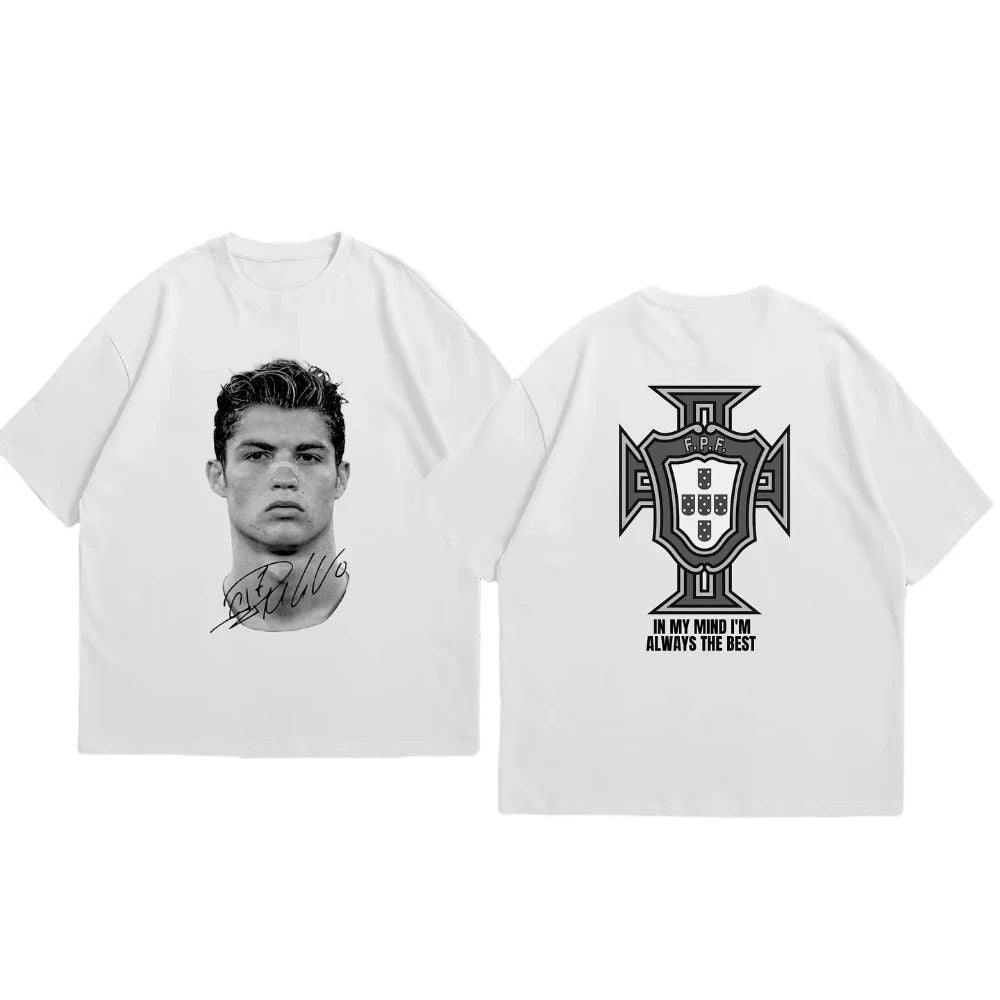 Cristiano Ronaldo Soccer Superstar Super Fashion Print Short Sleeve Cotton T-shirt Men Women Worn American Style