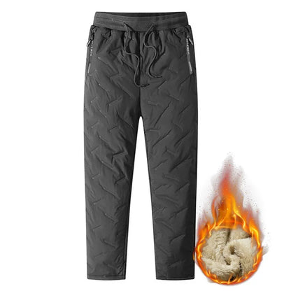 Calça Moletom Masculina de Inverno de Pelúcia Grossa com Lã de Cordeiro, Calça Térmica Casual, Calça de Algodão Quente, Impermeável e à Prova de Vento