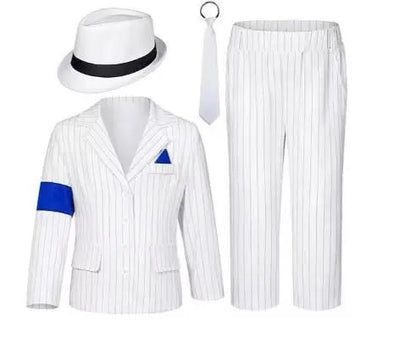 2026 Michael Jackson Costume Cosplay Striped Suit Pants Suit Boys MJ Stage Costume Halloween Performance Suits
