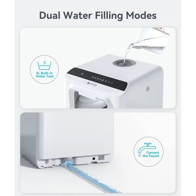 Portable Countertop Mini Dishwasher with 5L Water Tank 6 Washing Programs Air Drying Function