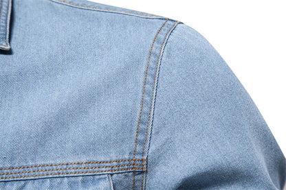 New Autumn 100% Cotton Men's Denim Shirts Solid Color Long Sleeve Cowboy Jean T-Shirt Coat Fashion Casual Fit Shirts for Men