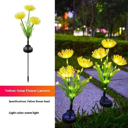 LED Solar Red Magic Lily Xmas Lights with 3 Heads Glowing Flowers Stems Outdoor Seashore Yard Garden Lawn Decoration Flower Lamp