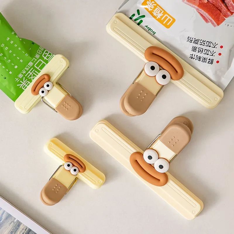 3 unidades de Clipes de Vedação Criativos com Rosto para Sacos, Clipes de Lanche para Alimentos, Ferramentas de Cozinha, Pequenos Clipes Decorativos, Armazenamento de Saco Plástico para Geladeira