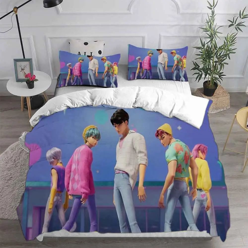 Conjuntos de Cama KPop D-Demon Hunters Solteiro Europa Cobertor Acolchoado Capa de Edredom Fronha 2-3 Peças Fantasia de Halloween