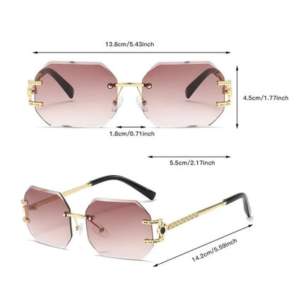 Vintage Rimless Sunglasses Women Men Brand Designer Polygon Sun Glasses Female Trendy Rectangle Cutting Len Shades Eyewear UV400