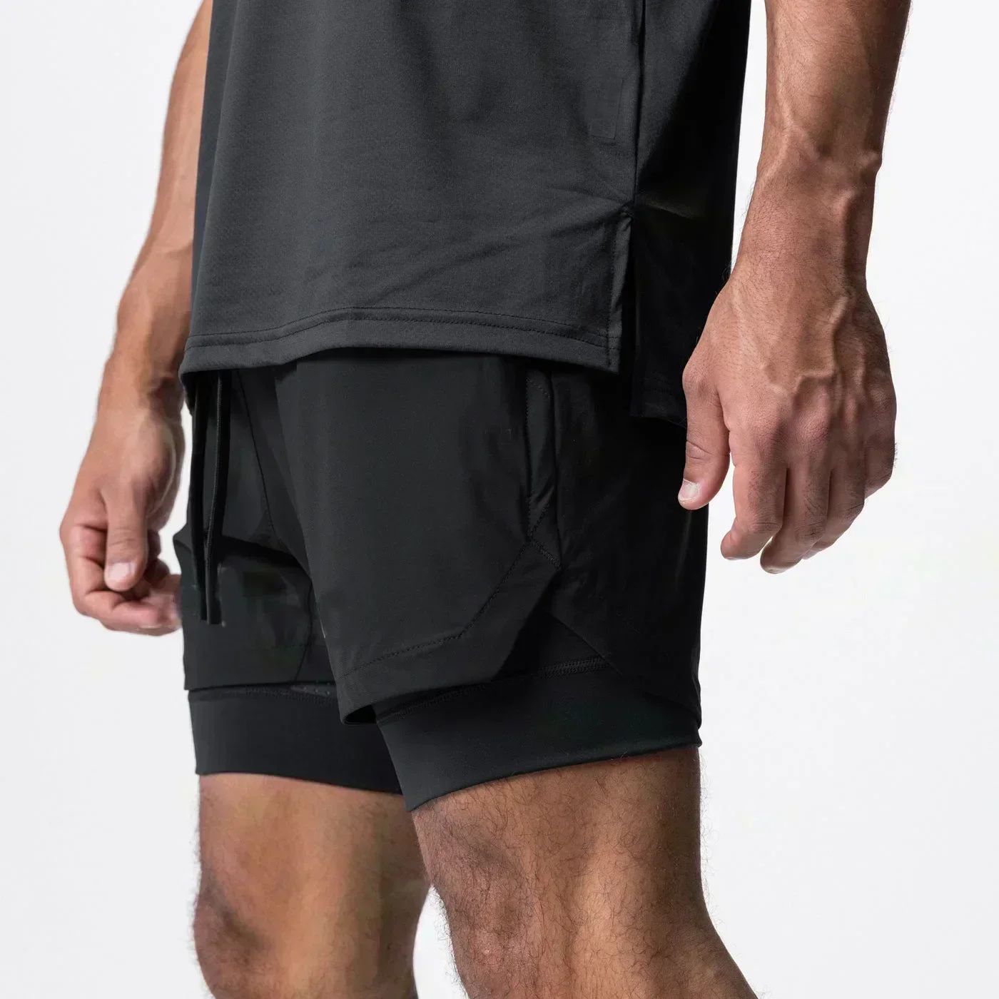 Dragon Ball Men's Double-layer Shorts Son Goku Summer Japanese Anime Fake Two-piece Sports Fitness Quick-drying Shorts