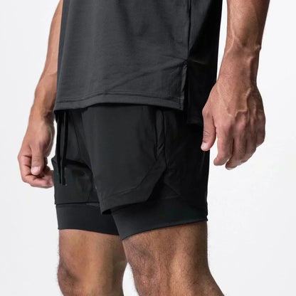 Shorts Masculino Dragon Ball Camada Dupla Son Goku Verão Anime Japonês Falso Duas Peças Esportivo Fitness Secagem Rápida