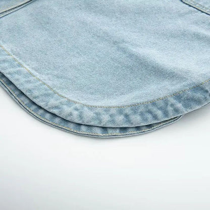 Retro Washed Loose Long Sleeve Women's Denim Shirt Vintage Workwear Style Button up Casual Outerwear from Mainland China