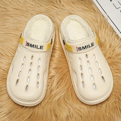 Men Cotton Slippers Winter Warm Furry Clogs Soft Indoor Bedroom Cotton Shoes EVA Fluff Slides Casual Comfortable Plush