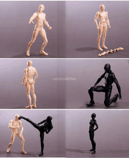 15cm Boneco Colecionável Multiarticulado SHFiguarts BODY KUN / BODY CHAN Versão Cores Cinza/Laranja Figura de Ação em PVC Brinquedos Modelo Colecionáveis
