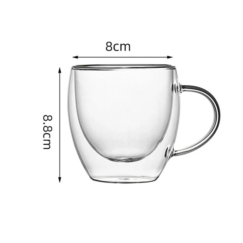 Copo de Café de Vidro com Parede Dupla e Fundo Duplo 233ml/320ml Canecas Premium para Mocha Latte Canecas Transparentes Resistentes ao Calor Conjunto de Copos de Água