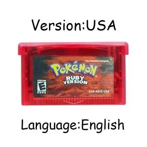 Jogo GBA Série Pokémon Cartucho de Videogame 32 Bits Cartão de Console Pokémon Emerald FireRed LeafGreen Ruby Sapphire Multi-idioma