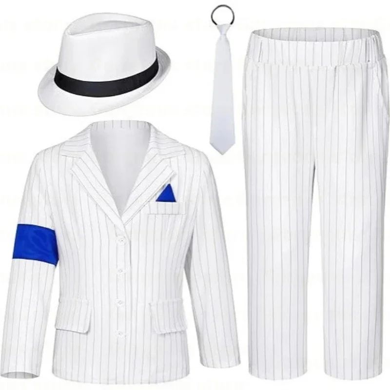 2026 Michael Jackson Costume Cosplay Striped Suit Pants Suit Boys MJ Stage Costume Halloween Performance Suits
