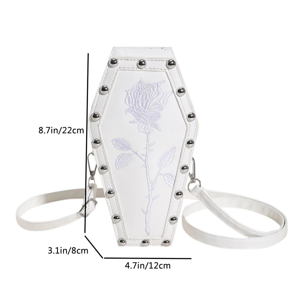 Women Fashion Shoulder Bag Large Capacity Coffin Shaped Casual Satchel Bag Adjustable Strap Spider Web PU Leather Chic Hobo Bag