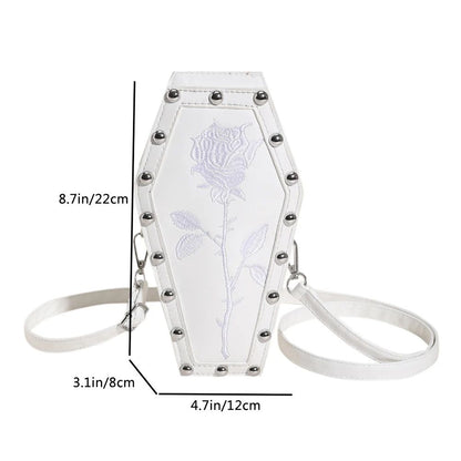 Women Fashion Shoulder Bag Large Capacity Coffin Shaped Casual Satchel Bag Adjustable Strap Spider Web PU Leather Chic Hobo Bag