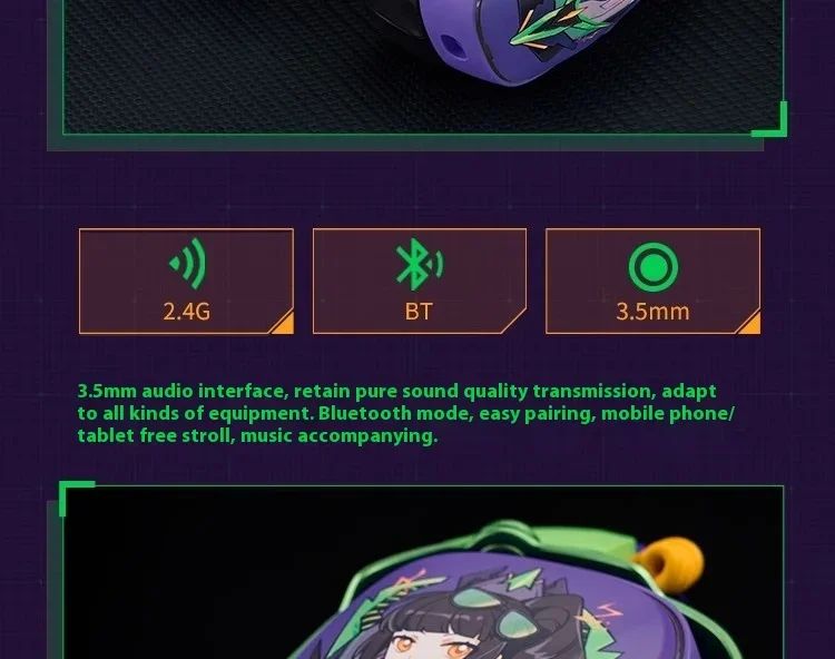 VALKYRIE VK S1 Fones de Ouvido Gamer Sem Fio 3 Modos Bluetooth HiFi Driver Dinâmico de 50mm Grande Baixa Latência Chip Esports Fones de Ouvido Personalizados