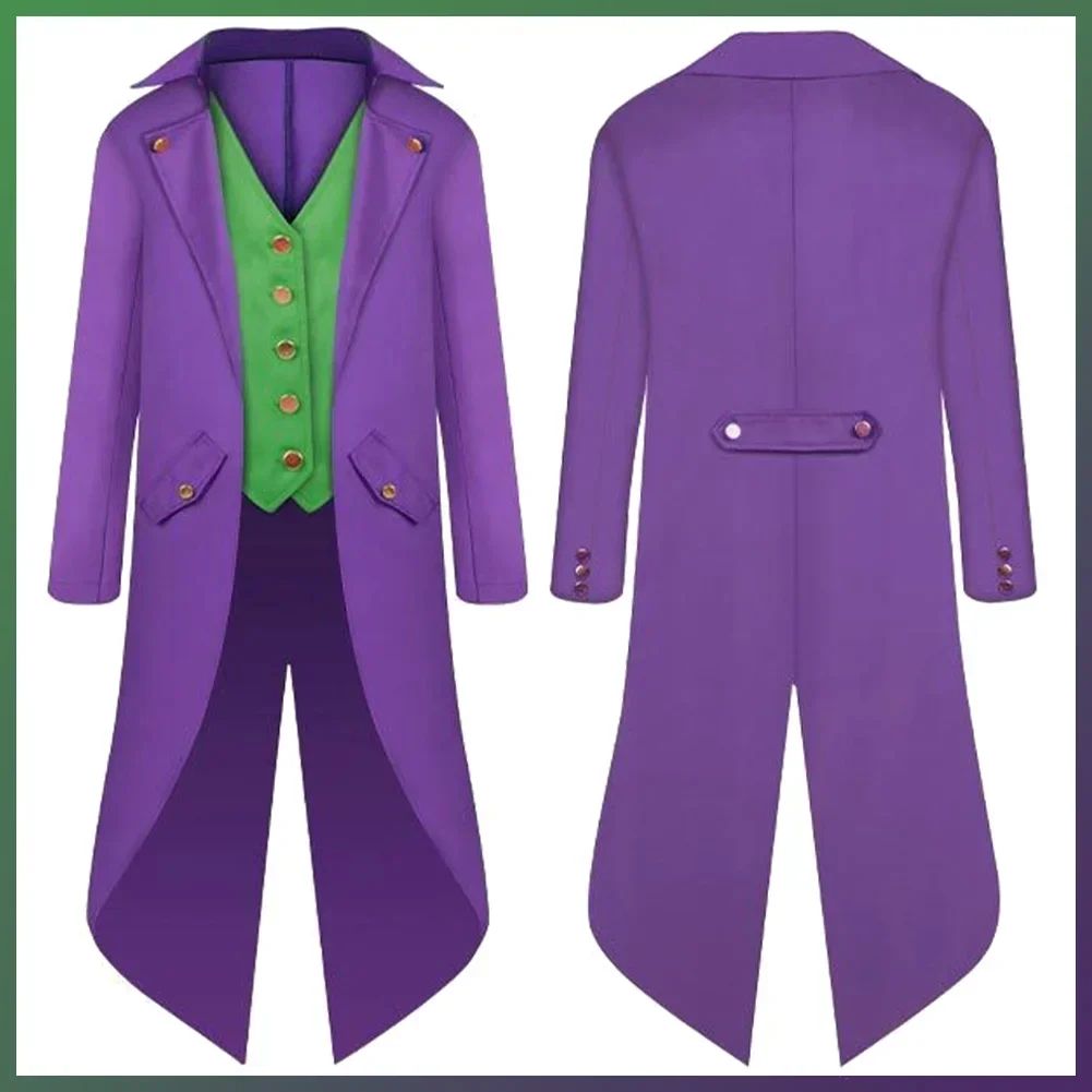 Movie Super Villain Costume Disguise Joker Cosplay Fantasy Tuxedo Jacket Vest Suit Adult Children Men Cosplay Roleplay Fantasia
