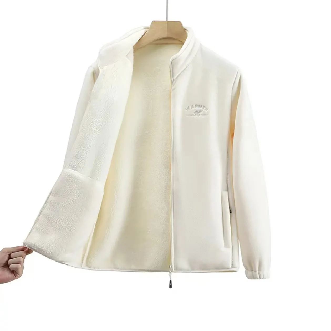 2026 Women's Wool Liner Coat Winter Loose-Fit Full Sleeve Polar Fleece Zipper Letter print Thickened Coat Cardigan Sporty jacket