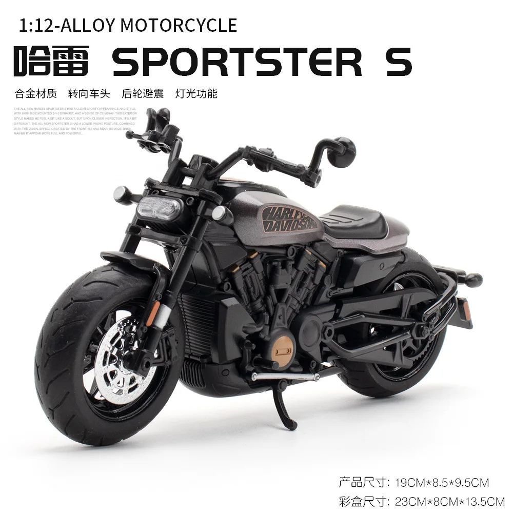 1:12 Harley SPORTSTER S Moto Alta Simulação Liga de Metal Fundido Modelo de Carro Coleção de Luz e Som Brinquedos Infantis Presentes M41