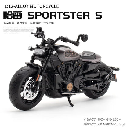 1:12 Harley SPORTSTER S Moto Alta Simulação Liga de Metal Fundido Modelo de Carro Coleção de Luz e Som Brinquedos Infantis Presentes M41