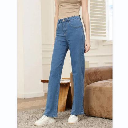 High Waist Wide Leg American Style Summer Casual Women's Jeans Floor Length Design Sensation Fashionable Chinese Brand