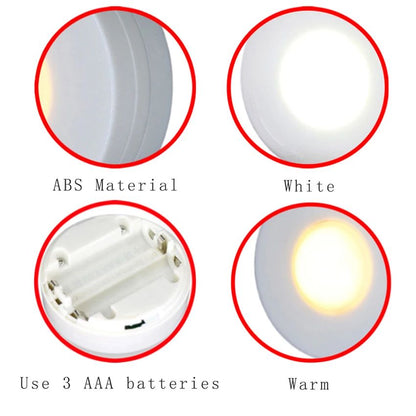 Luzes de LED Sem Fio com Controle Remoto Dimerizável a Pilha para Cozinha, Armário e Guarda-Roupa