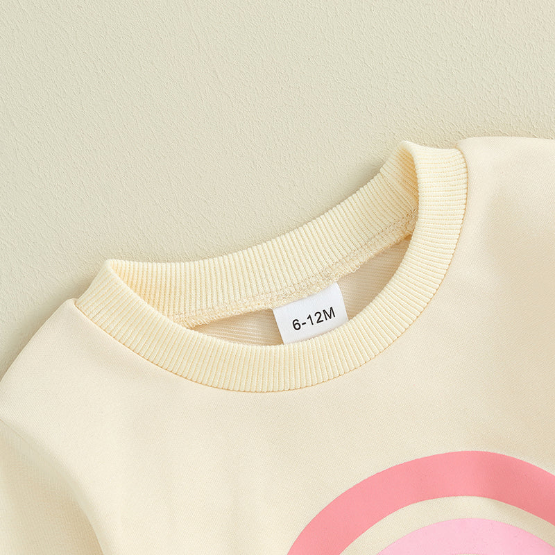 Pudcoco Infant 2PCS Baby Girls Fall Outfits Long Sleeve Rainbow Print Sweatshirt + Pants Set Toddler Clothes 3M-3T