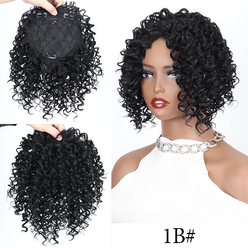 Toppers Sintéticos Afros Crespos Cabelo Cacheado Perucas Para Mulheres Negras Com Cabelo Ralo Aumentam O Volume Do Cabelo