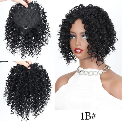 Toppers Sintéticos Afros Crespos Cabelo Cacheado Perucas Para Mulheres Negras Com Cabelo Ralo Aumentam O Volume Do Cabelo