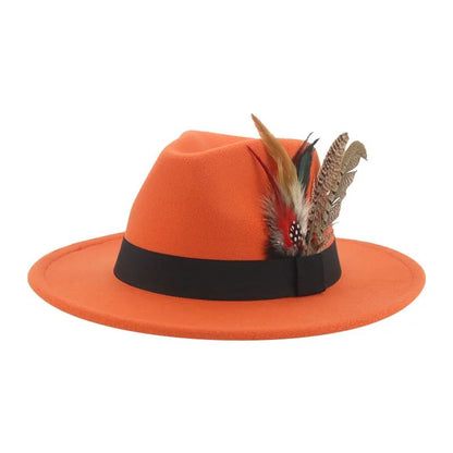 Chapéu Fedora Inverno Feminino Chapéus Masculinos Chapéu de Feltro Pena Luxo Moda Casual Decoração Casamento Homens Mulheres Fedora Chapeau Femme Touca
