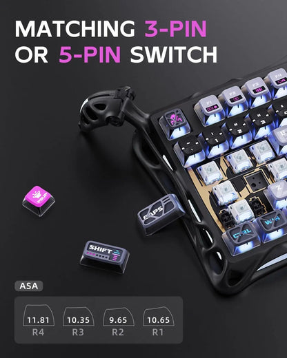 Teclado Mecânico Gravastar K1 Sem Fio Bluetooth em Liga de Alumínio Tri-Modo RGB Acessórios de PC para Jogos E-sports