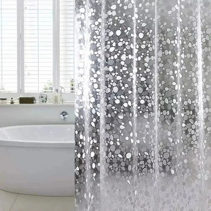 1 Cortina de Chuveiro Impermeável Padrão Seixo Transparente Forro de Cortina de Chuveiro com Ímãs Inferiores Cortina de Banho de Plástico para Banheiro