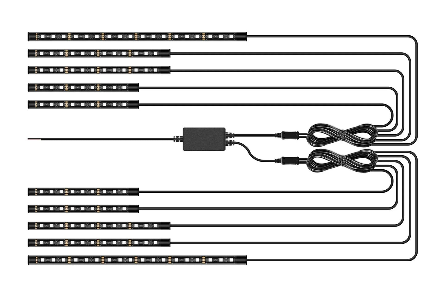 Barra de Luz Decorativa para Moto 12V com Controle Flexível e à Prova D'água, 12 LEDs RGB, Controle por Aplicativo, Luz Ambiente para Carro e Moto