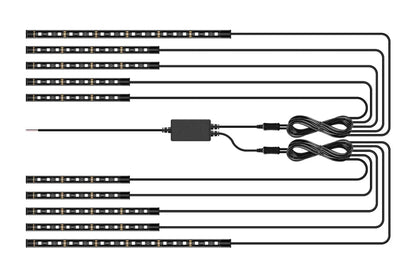 Barra de Luz Decorativa para Moto 12V com Controle Flexível e à Prova D'água, 12 LEDs RGB, Controle por Aplicativo, Luz Ambiente para Carro e Moto