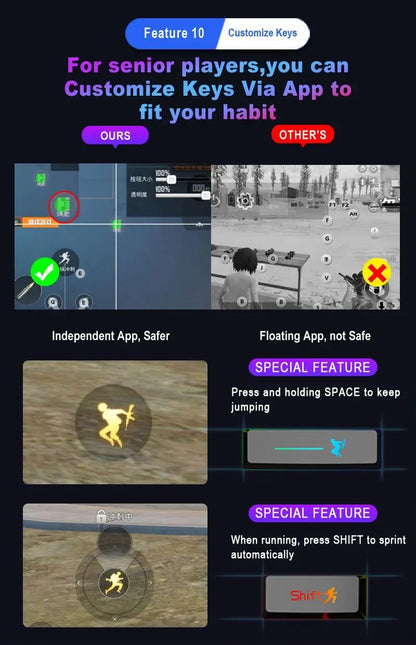 M1 Pro Mobile Game Controller 4 in 1 Mouse Keyboard Adapter Converter BT V5.0 Programmable Adapter Support IOS Android System