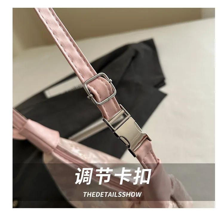 Sweet Embroidery Shoulder Bag Nylon Texture Pearl Pendant Crossbody Bag Small Bucket Handbag Women Canvas Luxury Cheongsam Bag