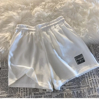 Waffle Summer Comfortable Casual Sports Shorts Women's Summer Loose Home Pajama Pants Wear Pocket Shorts