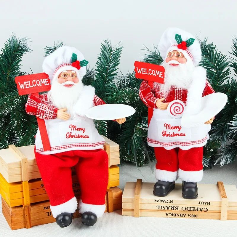Chef Santa Claus Christmas Decorations Christmas Home Table Decoration Ornaments Old Man Doll Hanging Legs Sitting Chef Old Man